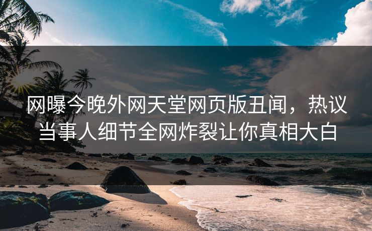 网曝今晚外网天堂网页版丑闻，热议当事人细节全网炸裂让你真相大白