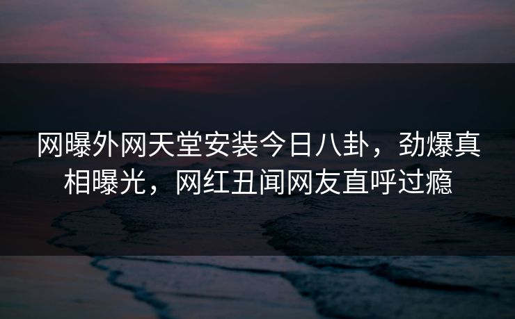网曝外网天堂安装今日八卦，劲爆真相曝光，网红丑闻网友直呼过瘾