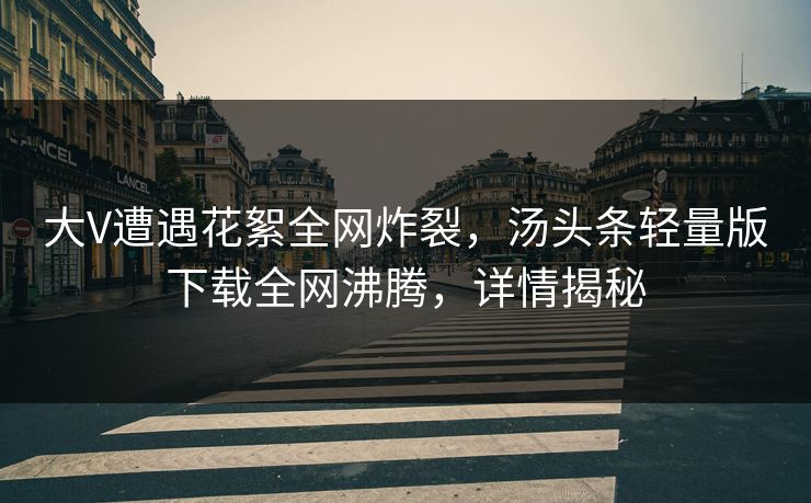 大V遭遇花絮全网炸裂，汤头条轻量版下载全网沸腾，详情揭秘