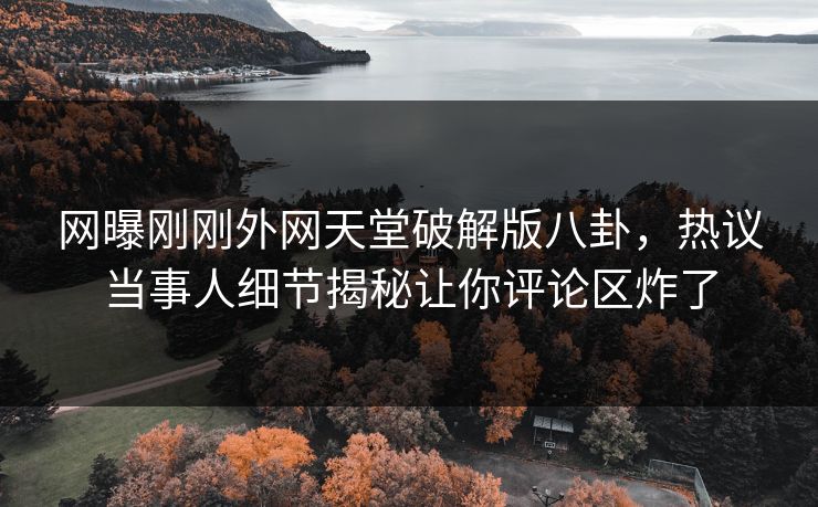 网曝刚刚外网天堂破解版八卦，热议当事人细节揭秘让你评论区炸了